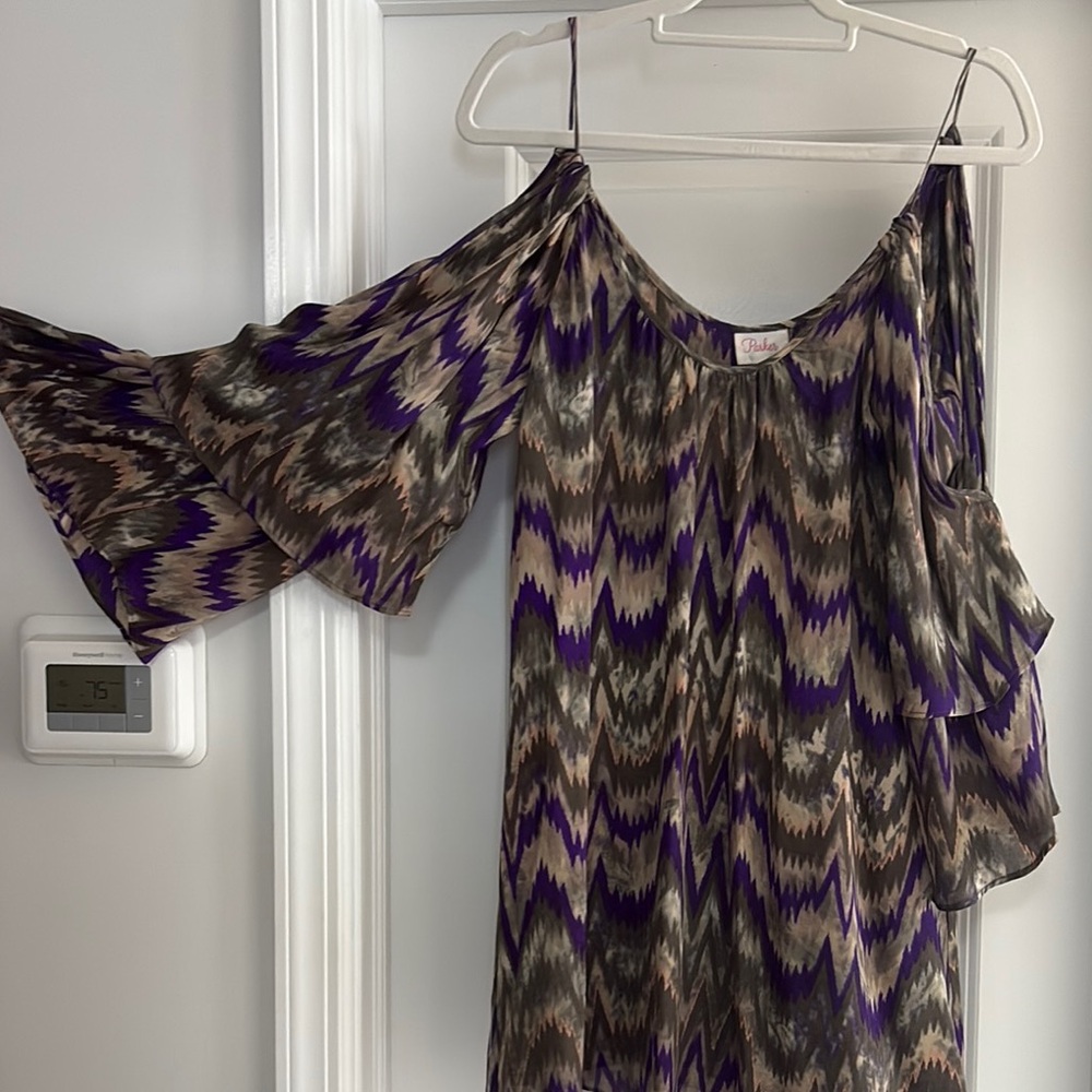 Parker Purple and Brown Zigzag Mini Dress